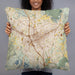 Person holding 22x22 Custom Escondido California Map Throw Pillow in Woodblock