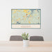 24x36 Essex Massachusetts Map Print Lanscape Orientation in Woodblock Style Behind 2 Chairs Table and Potted Plant