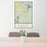 24x36 Essex Massachusetts Map Print Portrait Orientation in Woodblock Style Behind 2 Chairs Table and Potted Plant