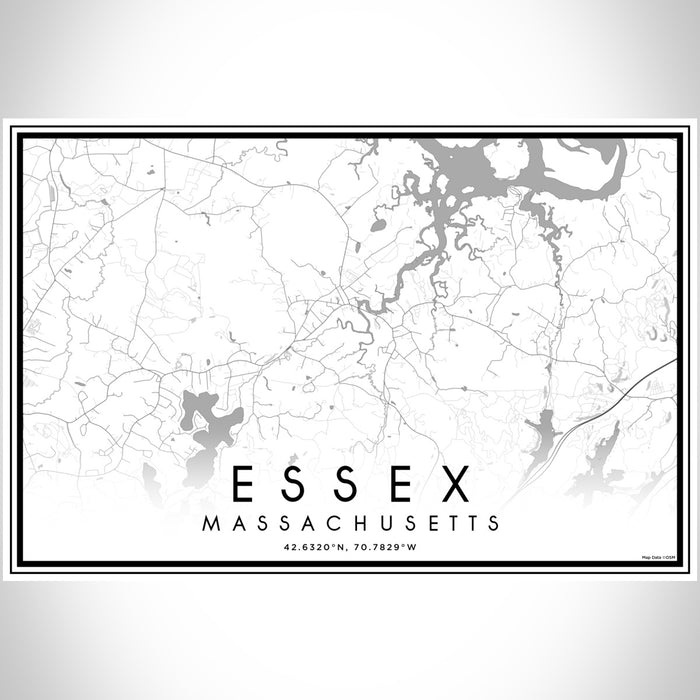 Essex Massachusetts Map Print Landscape Orientation in Classic Style With Shaded Background