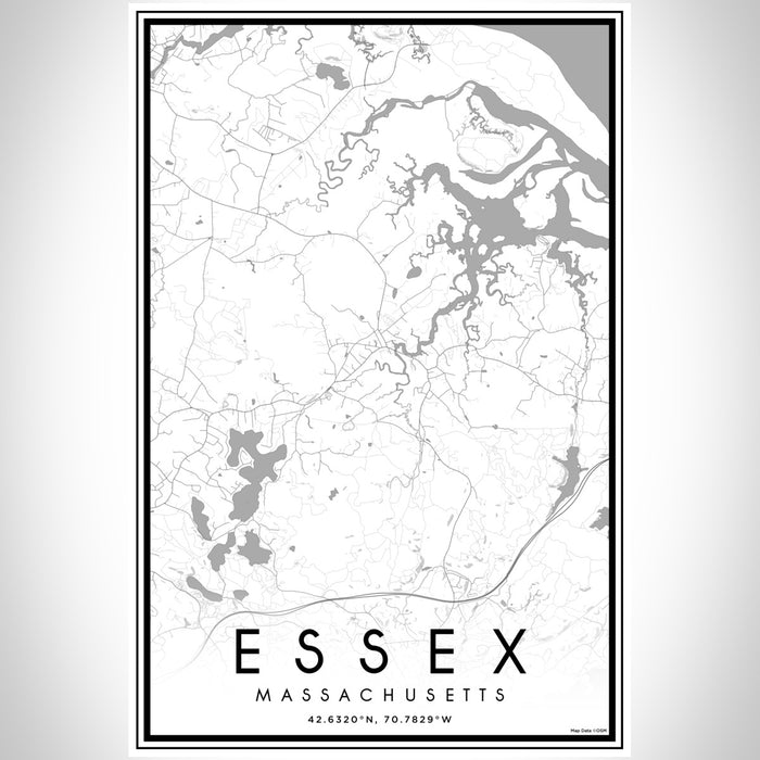 Essex Massachusetts Map Print Portrait Orientation in Classic Style With Shaded Background