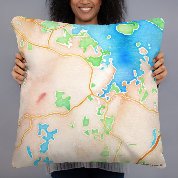 Person holding 22x22 Custom Essex Massachusetts Map Throw Pillow in Watercolor