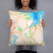 Person holding 18x18 Custom Essex Massachusetts Map Throw Pillow in Watercolor