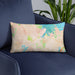 Custom Essex Massachusetts Map Throw Pillow in Watercolor on Blue Colored Chair
