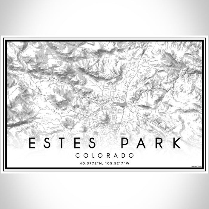 Estes Park Colorado Map Print Landscape Orientation in Classic Style With Shaded Background