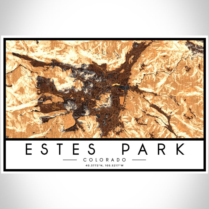 Estes Park Colorado Map Print Landscape Orientation in Ember Style With Shaded Background