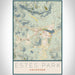 Estes Park Colorado Map Print Portrait Orientation in Woodblock Style With Shaded Background