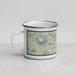 Left View Custom Estes Park Colorado Map Enamel Mug in Woodblock