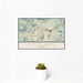 12x18 Estes Park Colorado Map Print Landscape Orientation in Woodblock Style With Small Cactus Plant in White Planter