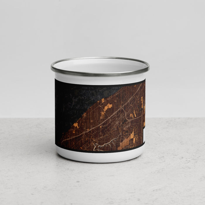 Front View Custom Euclid Ohio Map Enamel Mug in Ember