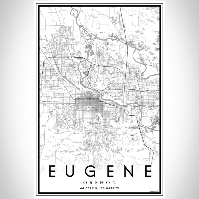 Eugene Oregon Map Print Portrait Orientation in Classic Style With Shaded Background