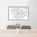 24x36 Eugene Oregon Map Print Landscape Orientation in Classic Style Behind 2 Chairs Table and Potted Plant