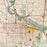 Eugene Oregon Map Print in Woodblock Style Zoomed In Close Up Showing Details