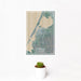 12x18 Eureka California Map Print Portrait Orientation in Afternoon Style With Small Cactus Plant in White Planter
