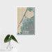 16x24 Eureka California Map Print Portrait Orientation in Afternoon Style With Tropical Plant Leaves in Water