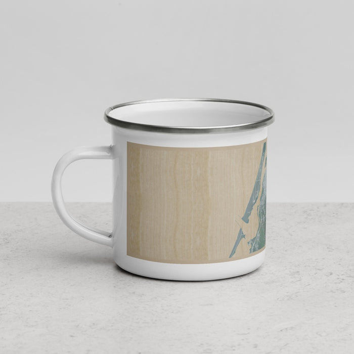 Left View Custom Eureka California Map Enamel Mug in Afternoon