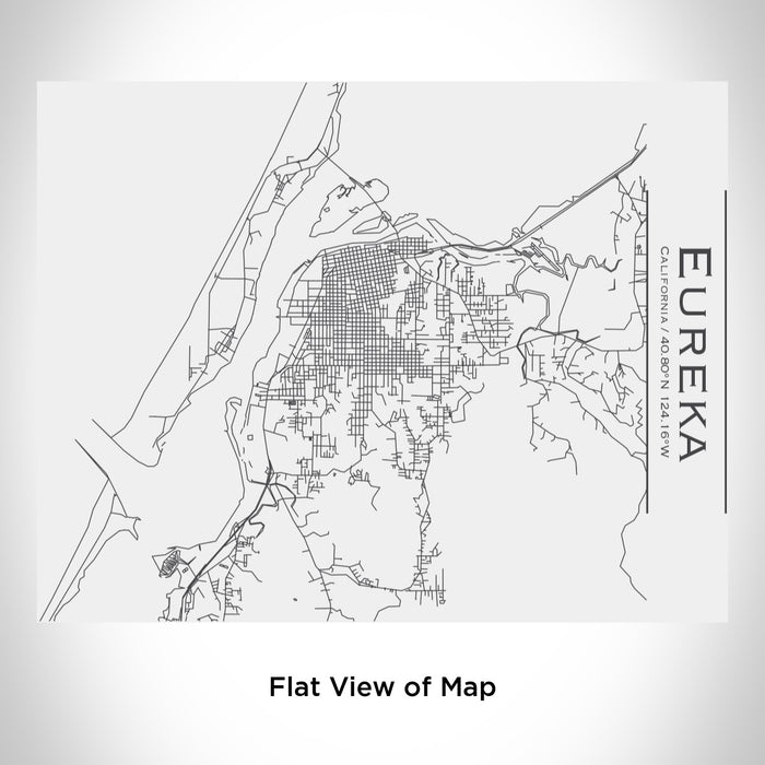 Rendered View of Eureka California Map Engraving on 20oz Stainless Steel Insulated Bottle with Bamboo Top in White
