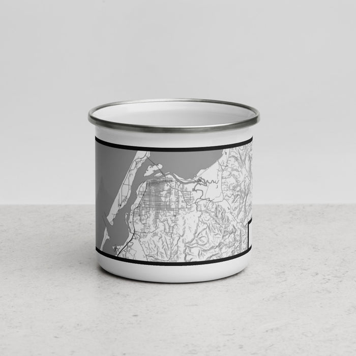Front View Custom Eureka California Map Enamel Mug in Classic