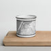 Front View Custom Eureka California Map Enamel Mug in Classic on Cutting Board