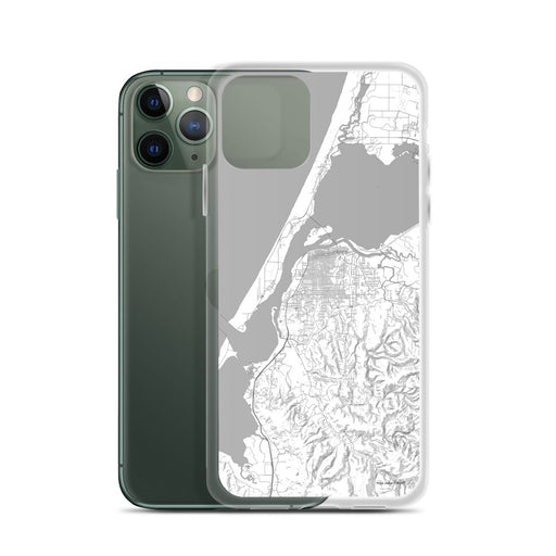 Custom Eureka California Map Phone Case in Classic on Table with Laptop and Plant