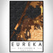 Eureka California Map Print Portrait Orientation in Ember Style With Shaded Background