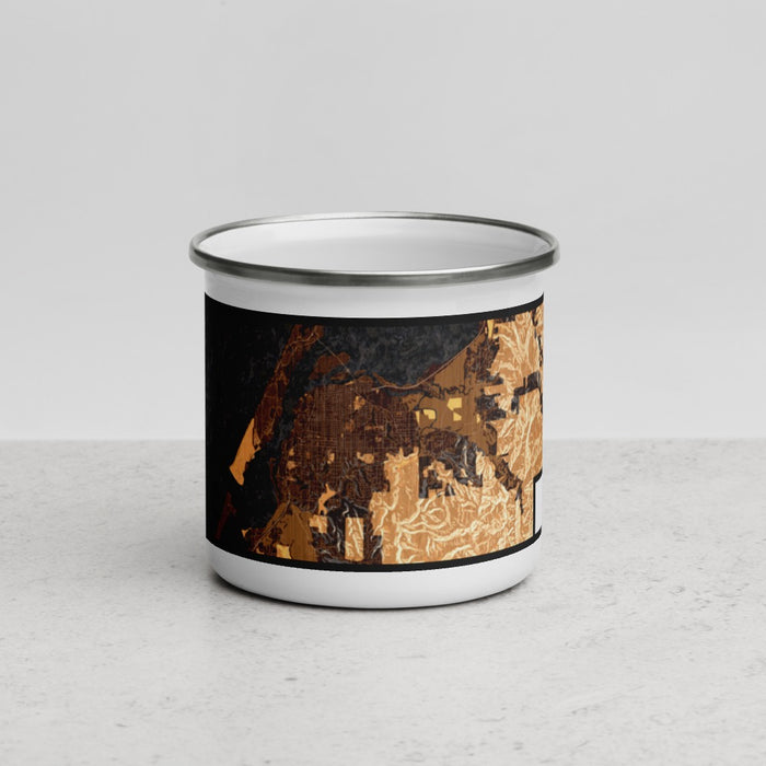 Front View Custom Eureka California Map Enamel Mug in Ember