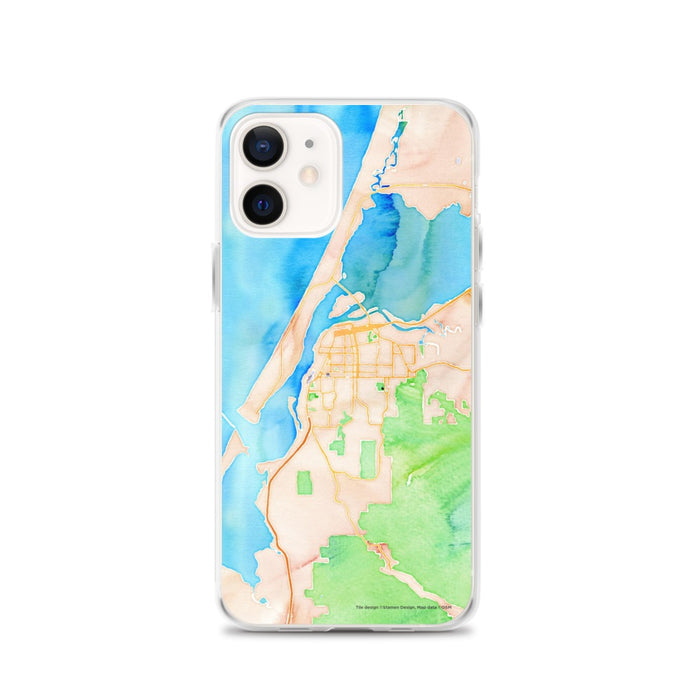Custom Eureka California Map iPhone 12 Phone Case in Watercolor