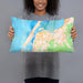 Person holding 20x12 Custom Eureka California Map Throw Pillow in Watercolor