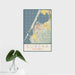 16x24 Eureka California Map Print Portrait Orientation in Woodblock Style With Tropical Plant Leaves in Water