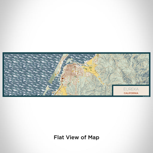 Flat View of Map Custom Eureka California Map Enamel Mug in Woodblock