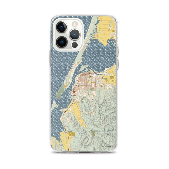 Custom Eureka California Map iPhone 12 Pro Max Phone Case in Woodblock