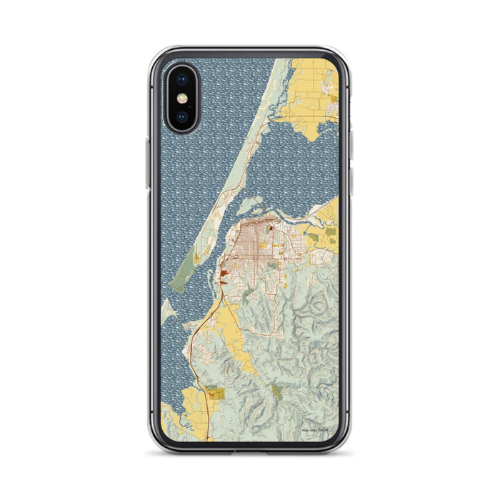 Custom Eureka California Map Phone Case in Woodblock