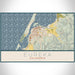 Eureka California Map Print Landscape Orientation in Woodblock Style With Shaded Background