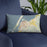 Custom Eureka California Map Throw Pillow in Woodblock on Blue Colored Chair