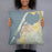 Person holding 18x18 Custom Eureka California Map Throw Pillow in Woodblock