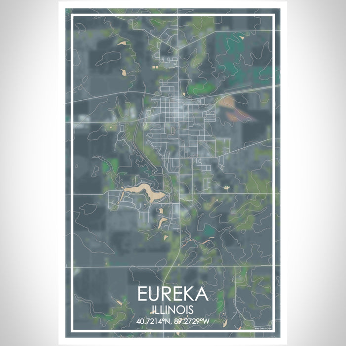 Eureka Illinois Map Print Portrait Orientation in Afternoon Style With Shaded Background