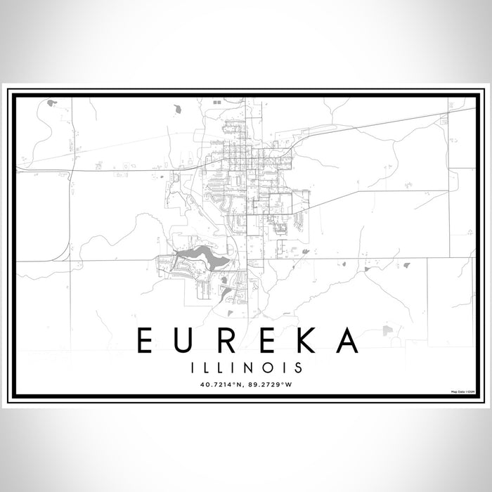 Eureka Illinois Map Print Landscape Orientation in Classic Style With Shaded Background