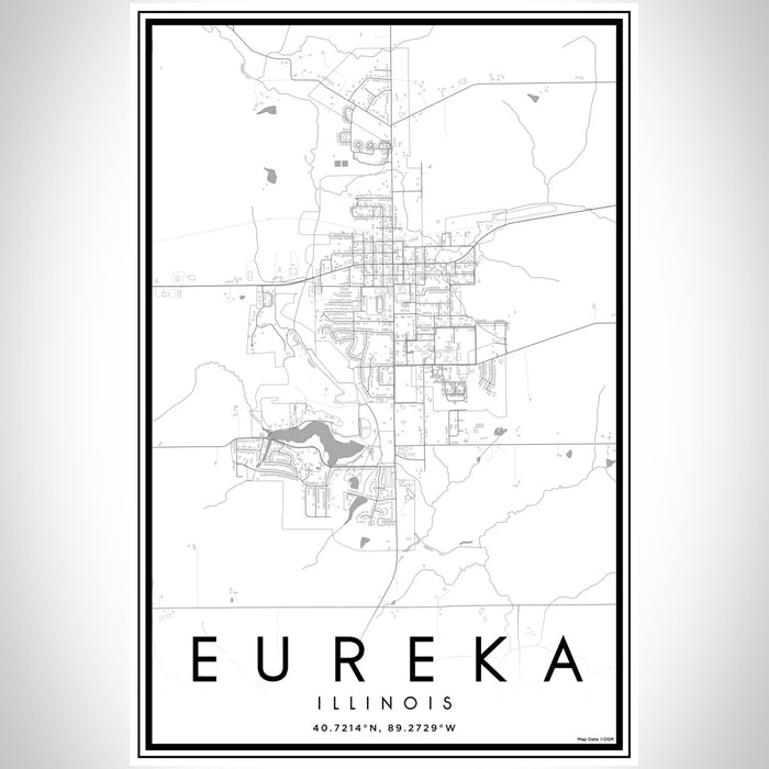 Eureka Illinois Map Print Portrait Orientation in Classic Style With Shaded Background