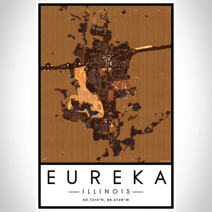 Eureka Illinois Map Print Portrait Orientation in Ember Style With Shaded Background