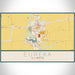 Eureka Illinois Map Print Landscape Orientation in Woodblock Style With Shaded Background
