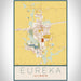 Eureka Illinois Map Print Portrait Orientation in Woodblock Style With Shaded Background