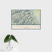 16x24 Eureka Mountain Colorado Map Print Landscape Orientation in Woodblock Style With Tropical Plant Leaves in Water