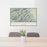 24x36 Eureka Mountain Colorado Map Print Lanscape Orientation in Woodblock Style Behind 2 Chairs Table and Potted Plant