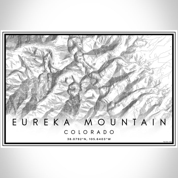 Eureka Mountain Colorado Map Print Landscape Orientation in Classic Style With Shaded Background