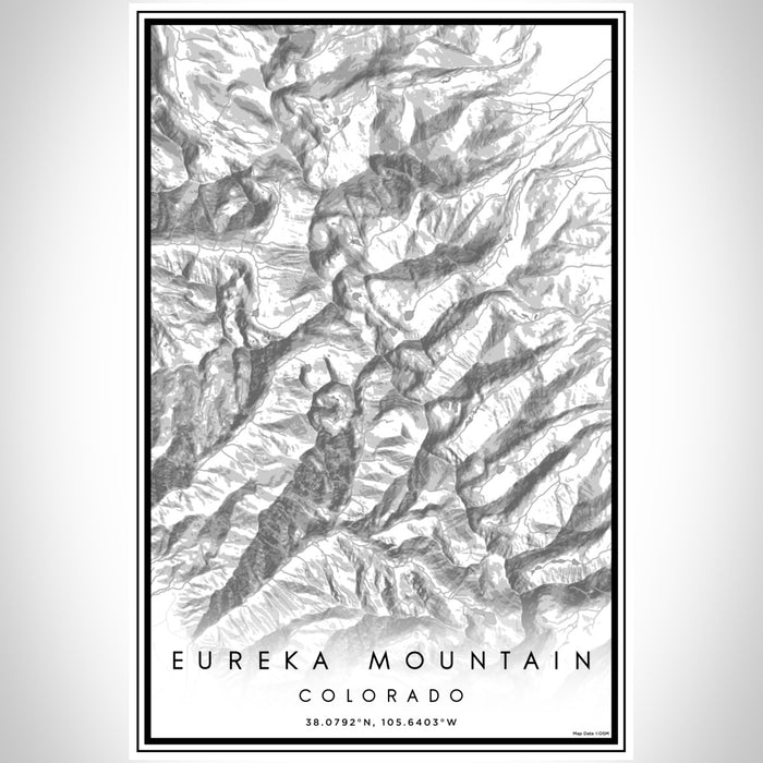 Eureka Mountain Colorado Map Print Portrait Orientation in Classic Style With Shaded Background