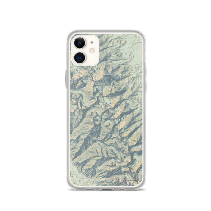 Custom iPhone 11 Eureka Mountain Colorado Map Phone Case in Woodblock
