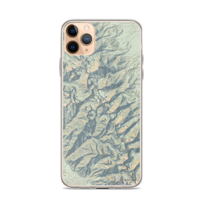 Custom iPhone 11 Pro Max Eureka Mountain Colorado Map Phone Case in Woodblock
