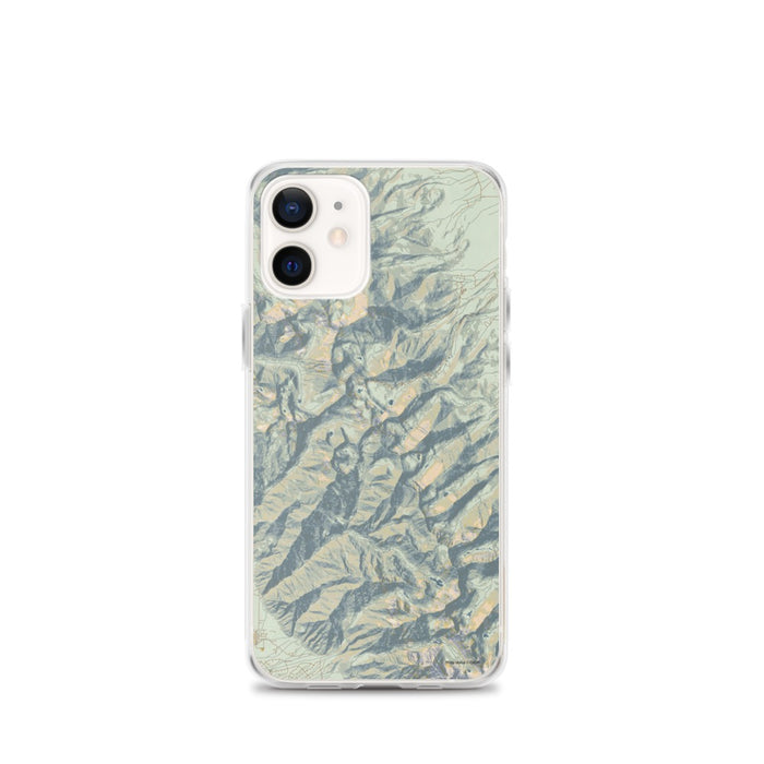 Custom iPhone 12 mini Eureka Mountain Colorado Map Phone Case in Woodblock