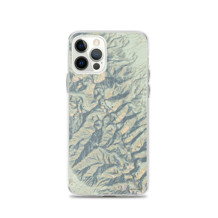 Custom iPhone 12 Pro Eureka Mountain Colorado Map Phone Case in Woodblock
