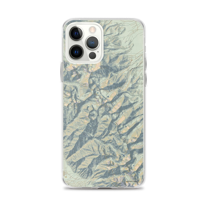 Custom iPhone 12 Pro Max Eureka Mountain Colorado Map Phone Case in Woodblock
